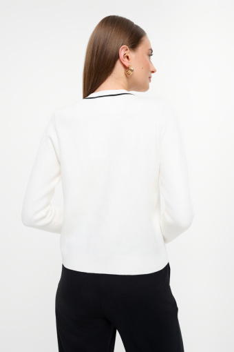 Biały kardigan z kontrastowymi lamówkami Biały kardigan z kontrastowymi lamówkami