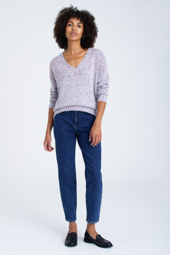 Sweter oversize z dodatkiem wełny, szary melanż