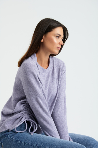 Wrzosowa bluza z dzianiny swetrowej