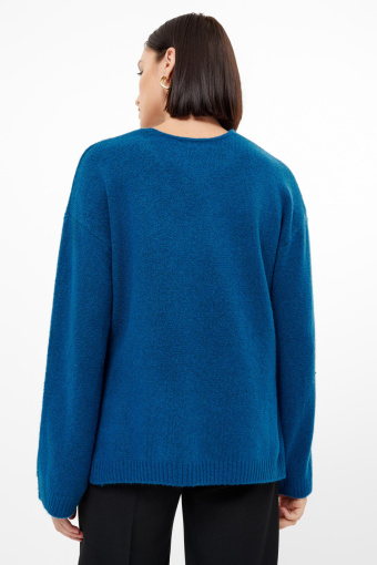 Ciemnoniebieski sweter z dekoltem w serek Ciemnoniebieski sweter z dekoltem w serek