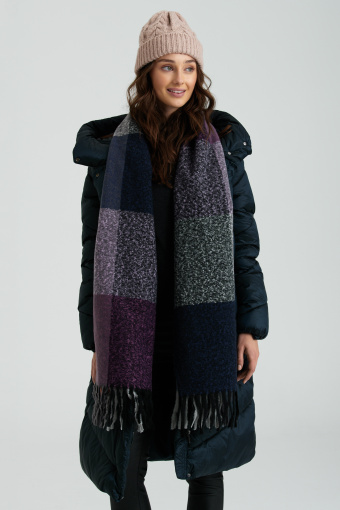 Fioletowo-szary szal w kratę