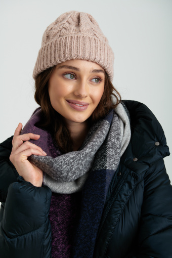 Fioletowo-szary szal w kratę