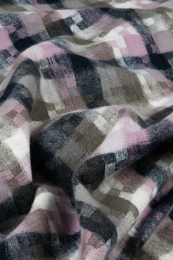 Szal w kratę, fioletowo-szary