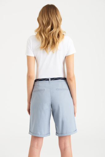 Bawełniane szorty z plecionym paskiem, szare