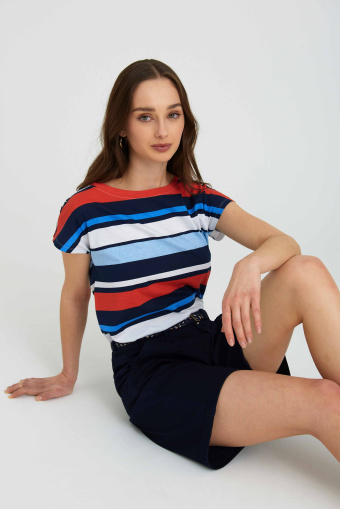 Bawełniane, luźne szorty z paskiem, granat