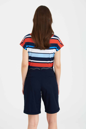 Bawełniane, luźne szorty z paskiem, granat