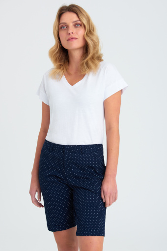 Granatowe szorty z nadrukiem w groszki