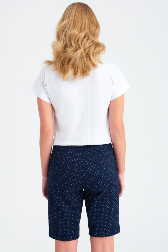 Granatowe szorty z nadrukiem w groszki
