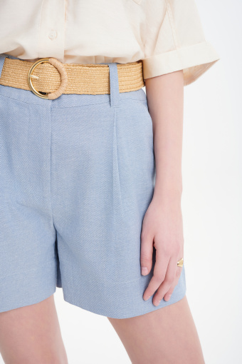 Bawełniane szorty z paskiem niebieskie