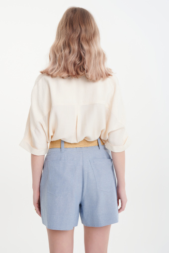 Bawełniane szorty z paskiem niebieskie