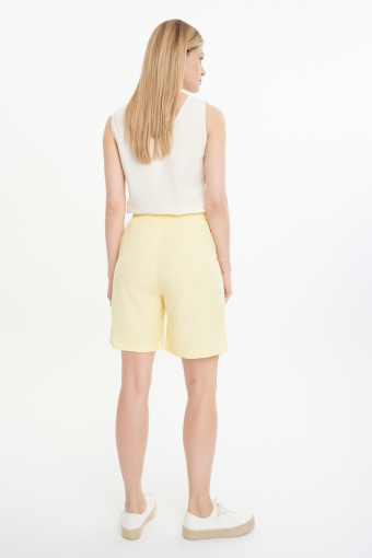 Lniano-wiskozowe szorty żółte