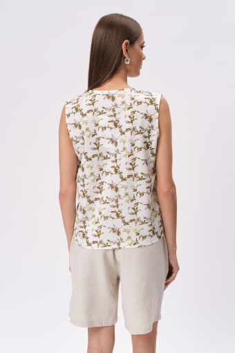 Top w subtelne kwiaty z dekoltem v-neck 