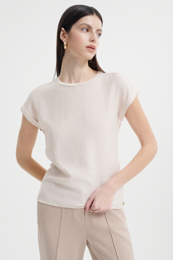 Gładki T-shirt w kolorze beżowym 