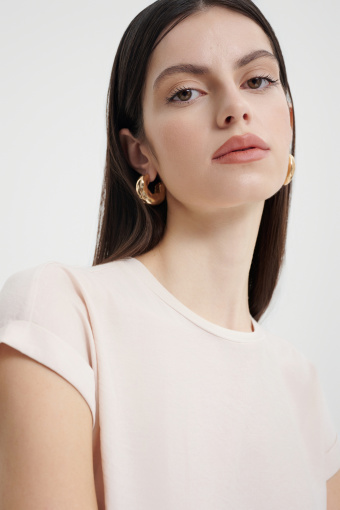 Gładki T-shirt w kolorze beżowym 