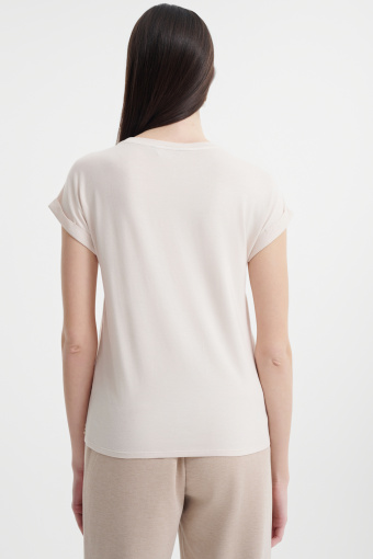 Gładki T-shirt w kolorze beżowym 