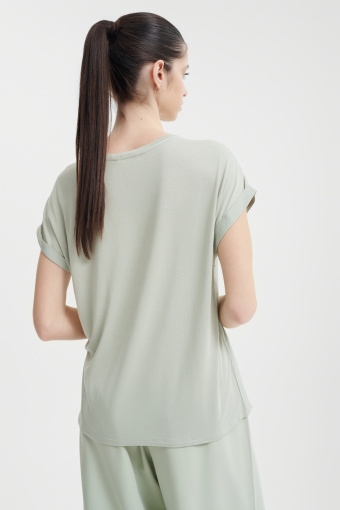 Gładki T-shirt w miętowym kolorze 