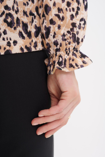 Beżowo - czarny top z printem w cętki