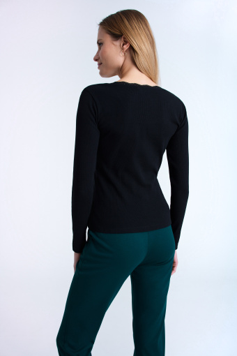 Top z subtelną koronką, czarny