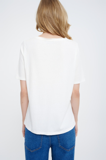 Biały top z krótkim rękawem i koronką Biały top z krótkim rękawem i koronką