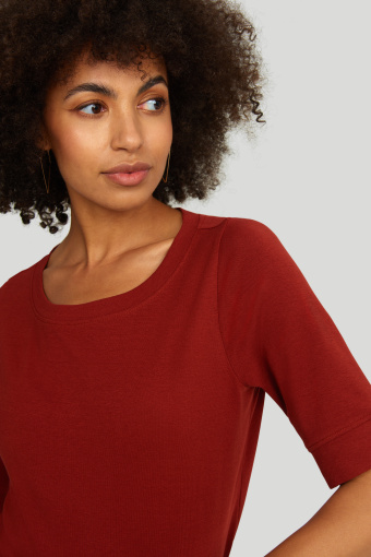 Bawełniany top z rękawem do łokcia