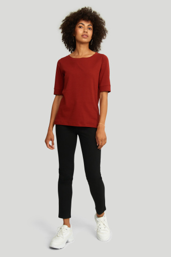 Bawełniany top z rękawem do łokcia