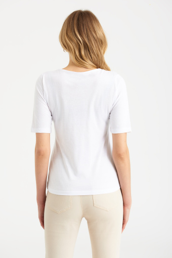 Bawełniany, biały top z dekoracyjną koronką