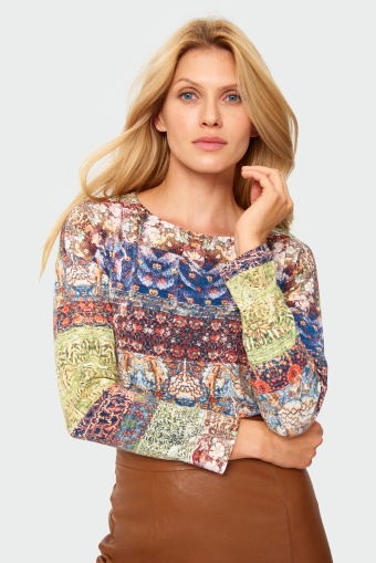 Dzianinowy top o luźnym kroju z nadrukiem