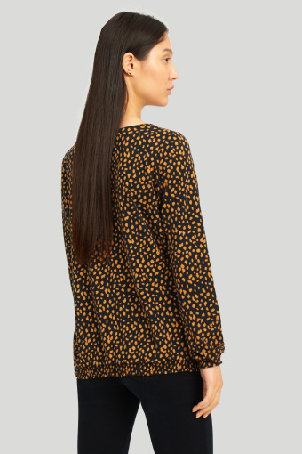 Dzianinowy top z długim rękawem, zwierzęcy print