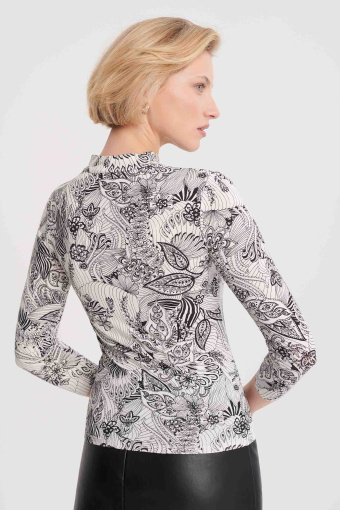 Półgolf w czarno-biały, kwiatowy print