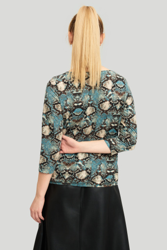 Błękitno-beżowy top z nadrukiem imitującym skórę węża