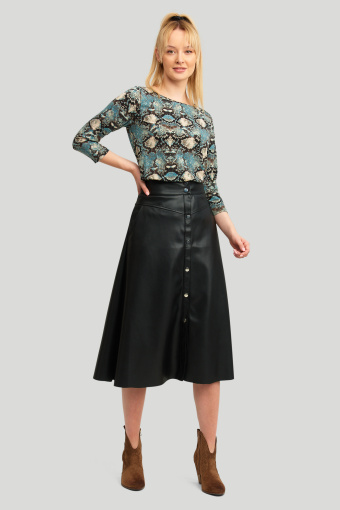 Błękitno-beżowy top z nadrukiem imitującym skórę węża