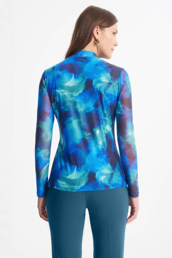 Niebiesko-zielony półgolf z tkaniny typu mesh