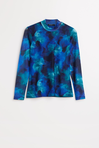 Niebiesko-zielony półgolf z tkaniny typu mesh