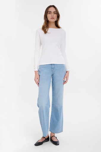 Biały dopasowany longsleeve