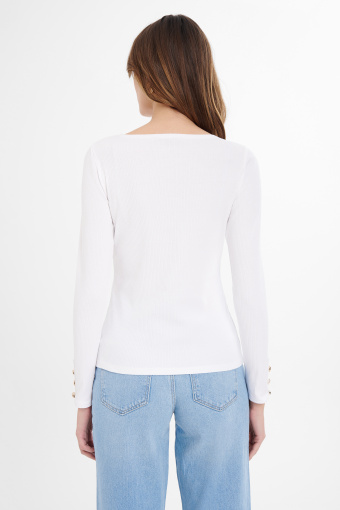 Biały dopasowany longsleeve