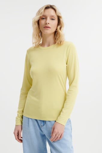 Wiskozowy top z długim rękawem