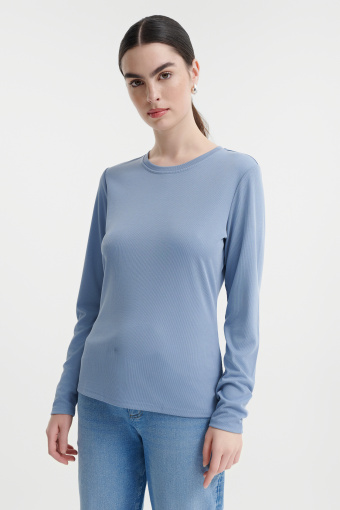 Niebieski longsleeve z wiskozą Niebieski longsleeve z wiskozą