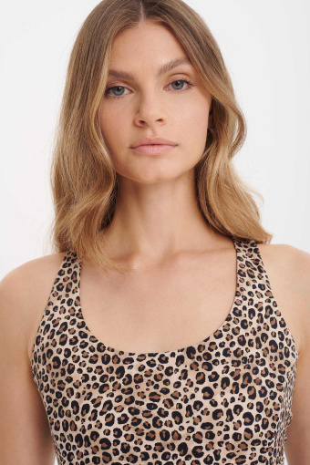 Sportowy top na ramiączkach, z nadrukiem w panterkę