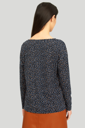 Uniwersalny, czarny top z nadrukiem w drobne kropki