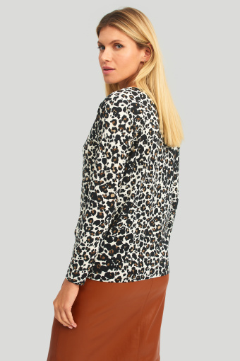 Dzianinowy top z nadrukiem w cętki