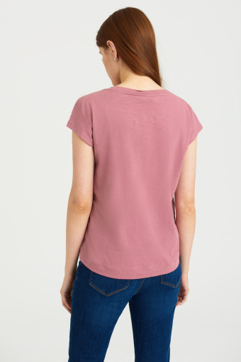 Bawełniany, asymetryczny top w różowym kolorze