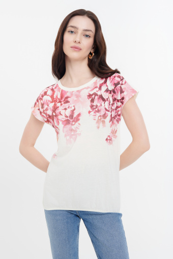 Biały top z kwiatowym nadrukiem