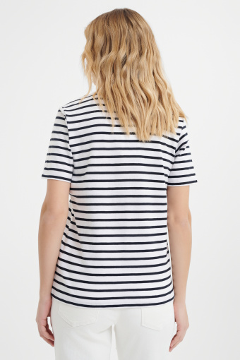 Bawełniany top w paski z dekoltem w serek 