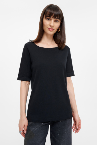 Czarny klasyczny top z rękawem do łokcia Czarny klasyczny top z rękawem do łokcia