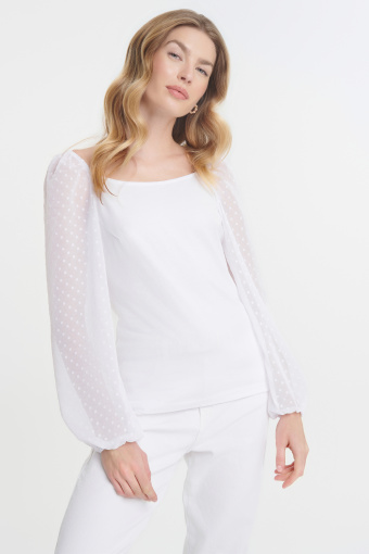 Stylowy biały top z tkaniny typu plumeti