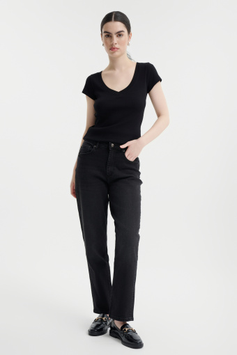 Czarny basicowy top bawełniany 