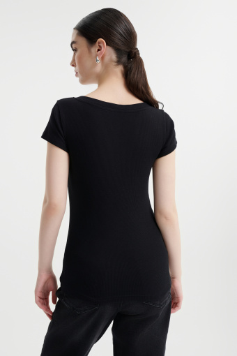 Czarny basicowy top bawełniany 