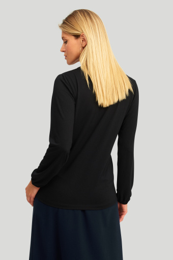 Dzianinowy top z marszczeniem przy dekolcie