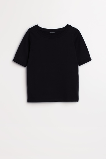 Uniwersalny, czarny top z rękawem do łokcia