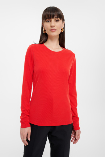 Czerwony longsleeve z dodatkiem wiskozy